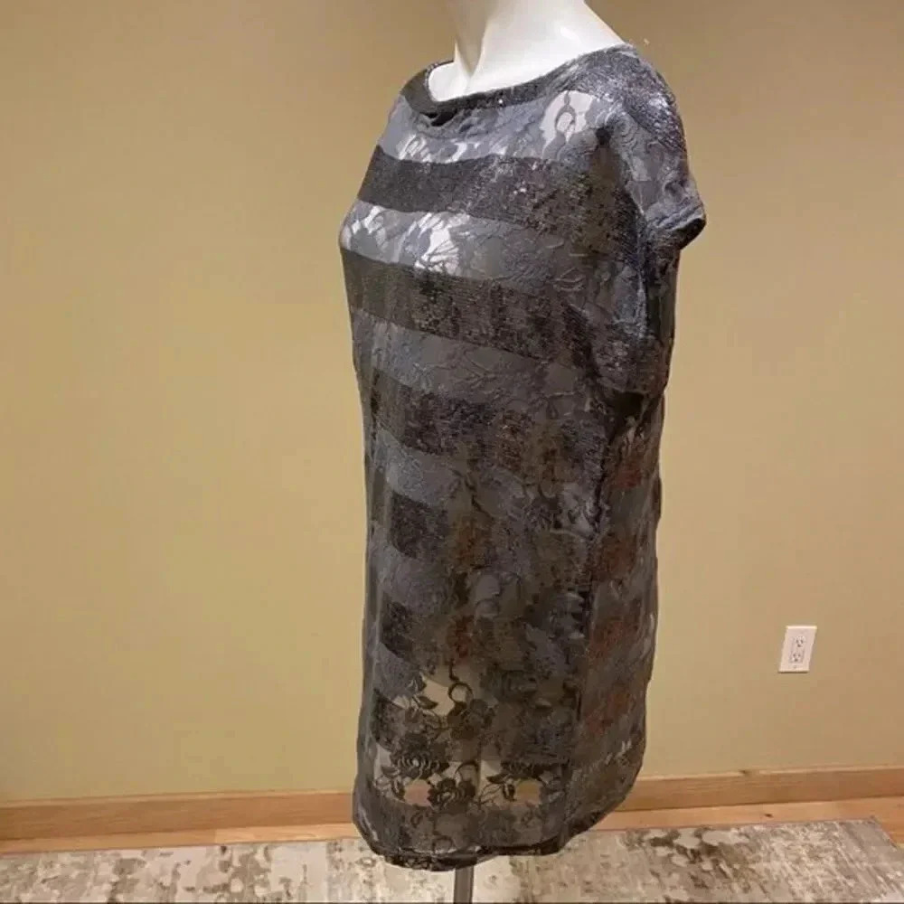 Vertigo Lace and Sequin Embellished Grey Top - Picture 4 of 11